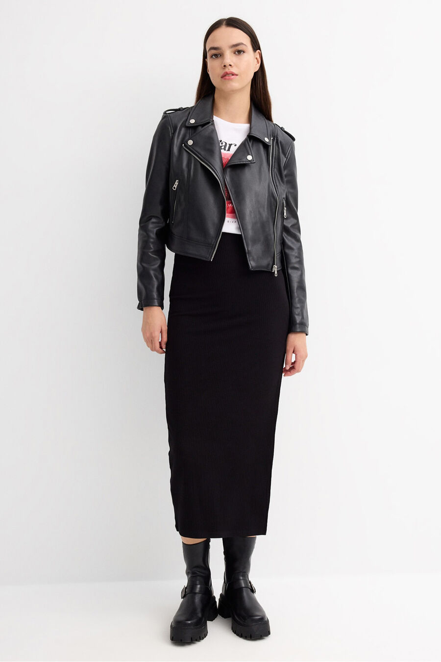 Cazadora Biker Efecto Piel