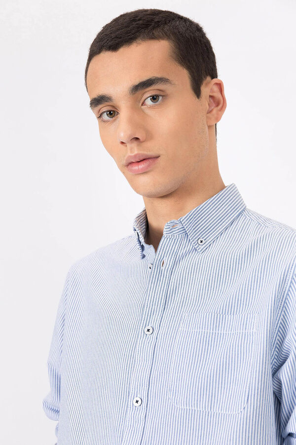 Tiffosi Regular Fit Oxford Striped Shirt blue