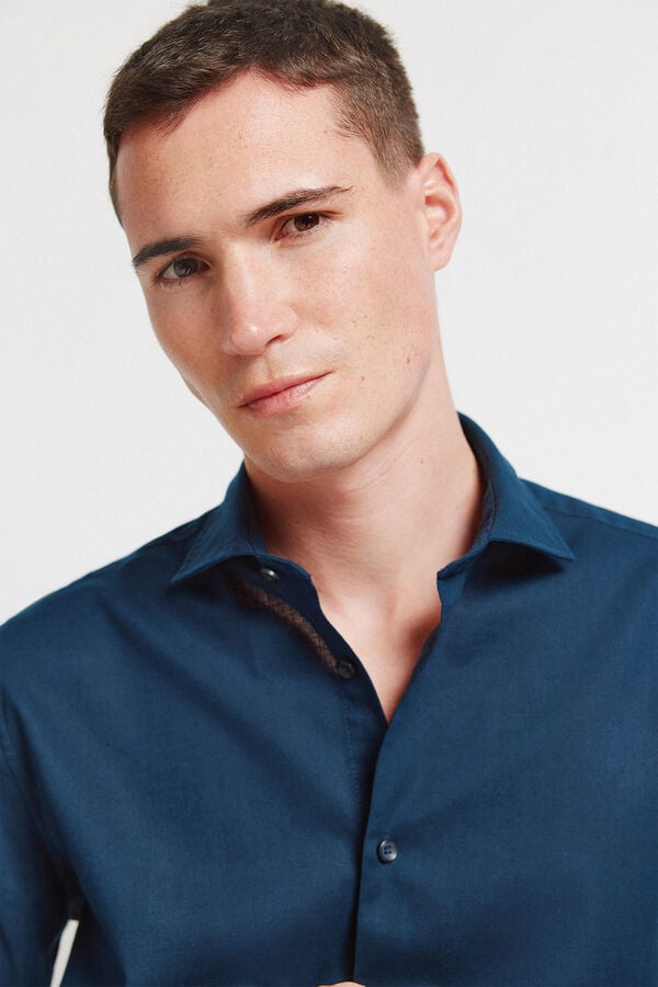 Springfield Linen dress shirt blue