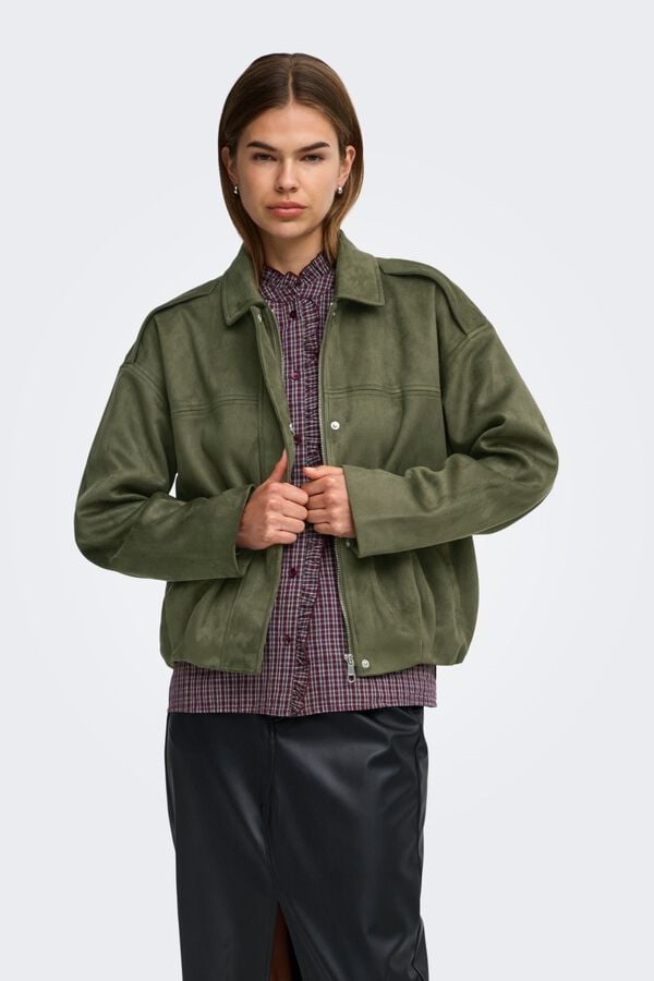 Only Faux suede jacket green
