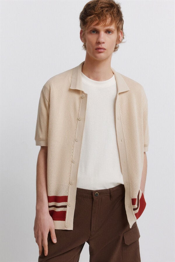 Springfield Striped structure cardigan grey