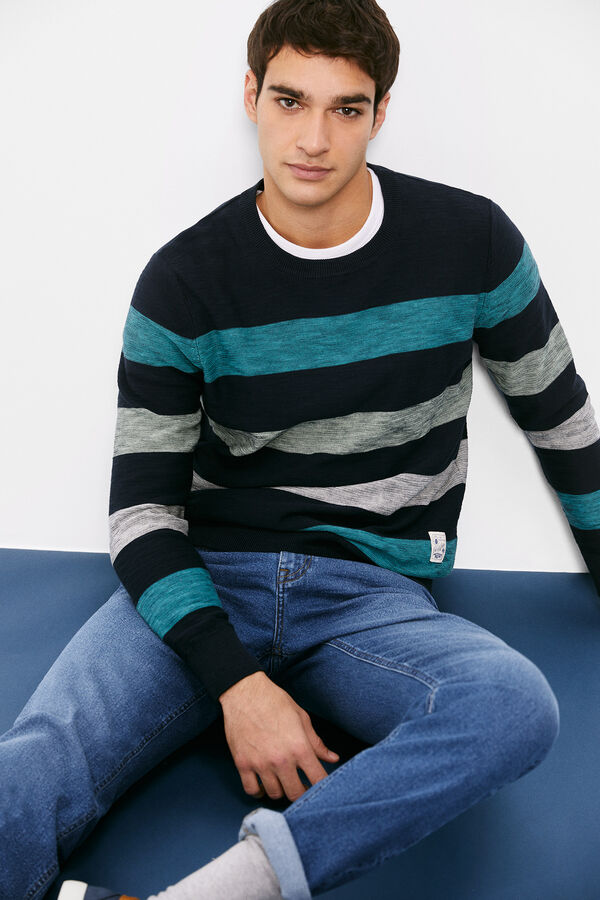 Springfield Wide micro striped jumper navy