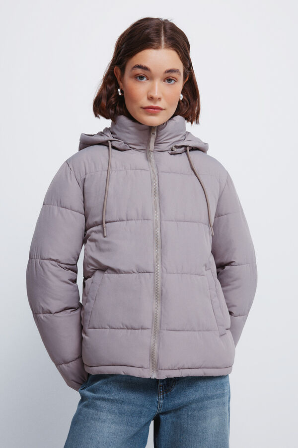Springfield Puffer jacket with recycled polyester hood beige