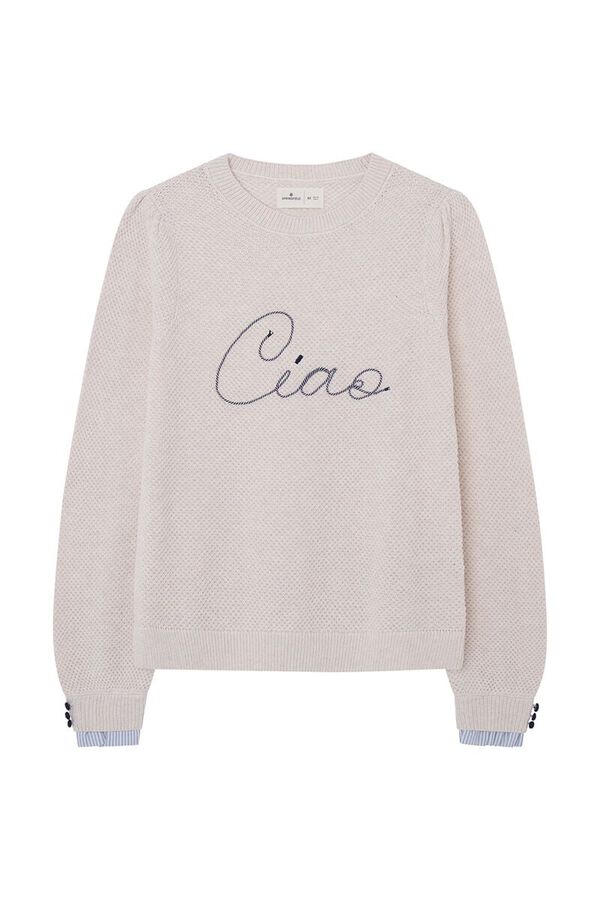 Springfield "Ciao" two-material jumper medium beige