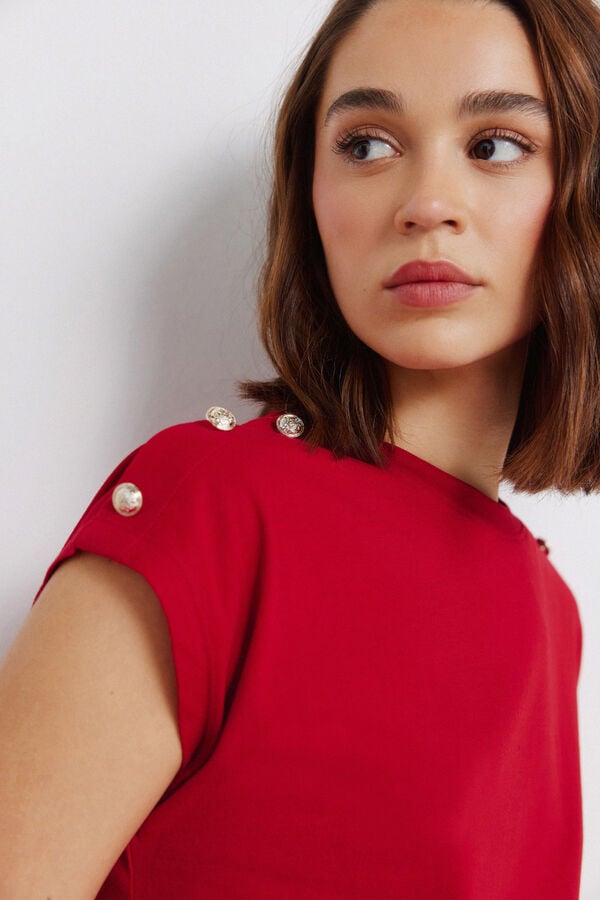 Springfield Short sleeve button T-shirt burgundy