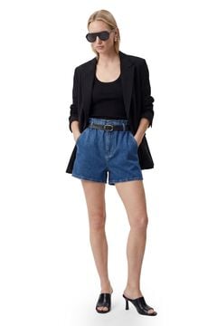 Koton Shorts denim talle alto con cintur&oacute;n