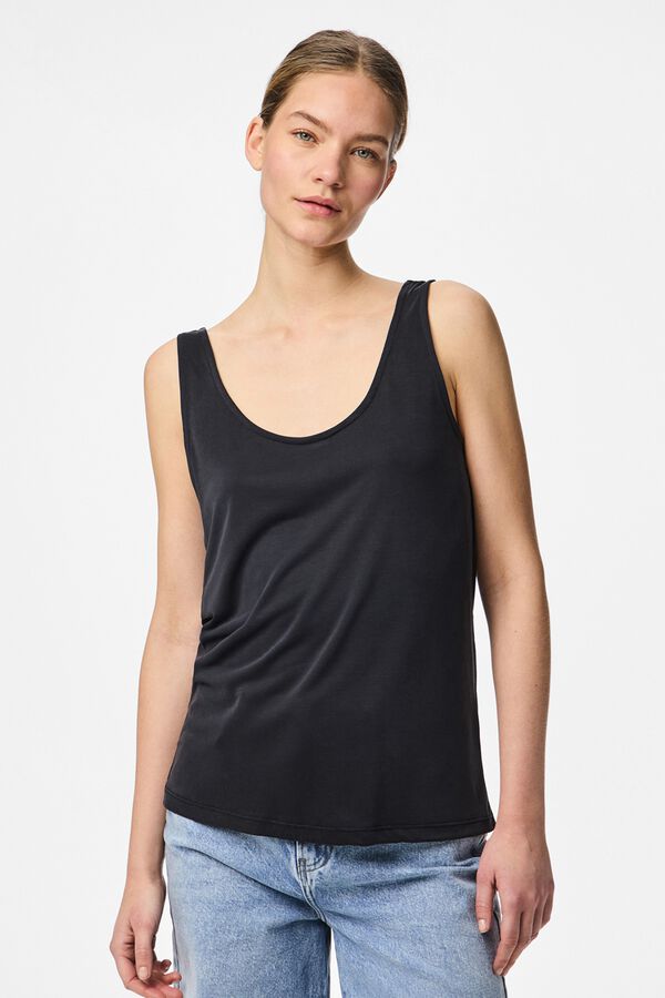 Pieces T-shirt de al&ccedil;as largas preto