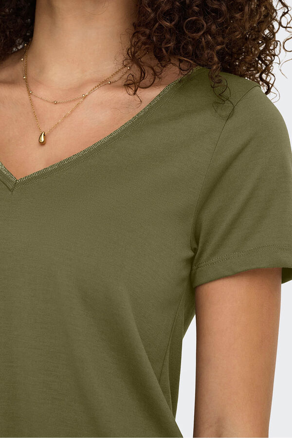 JDY Camiseta manga corta lurex verde