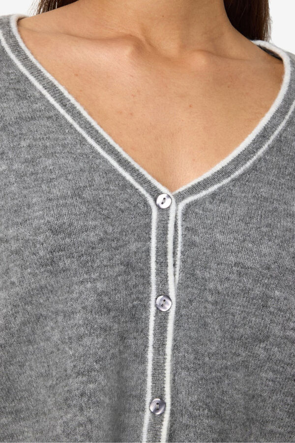 Noisy May c&aacute;rdigan pico abotonado gris