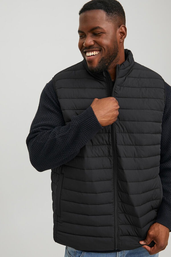 Springfield PLUS recycled polyester quilted gilet crna