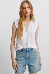 Springfield Lace ruffle T-shirt white