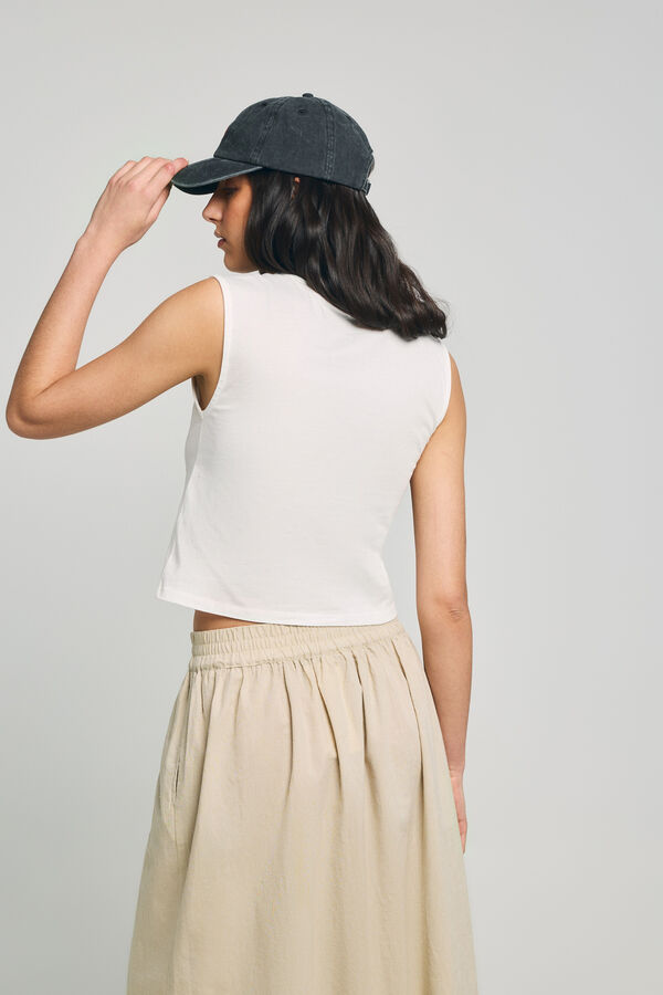 Only Round neck long T-shirt white