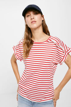 Springfield Striped ruffle T-shirt royal red