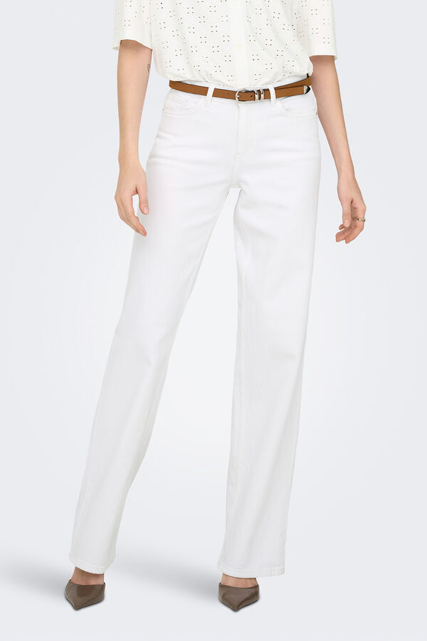 JDY Jeans rectos tiro medio blanco