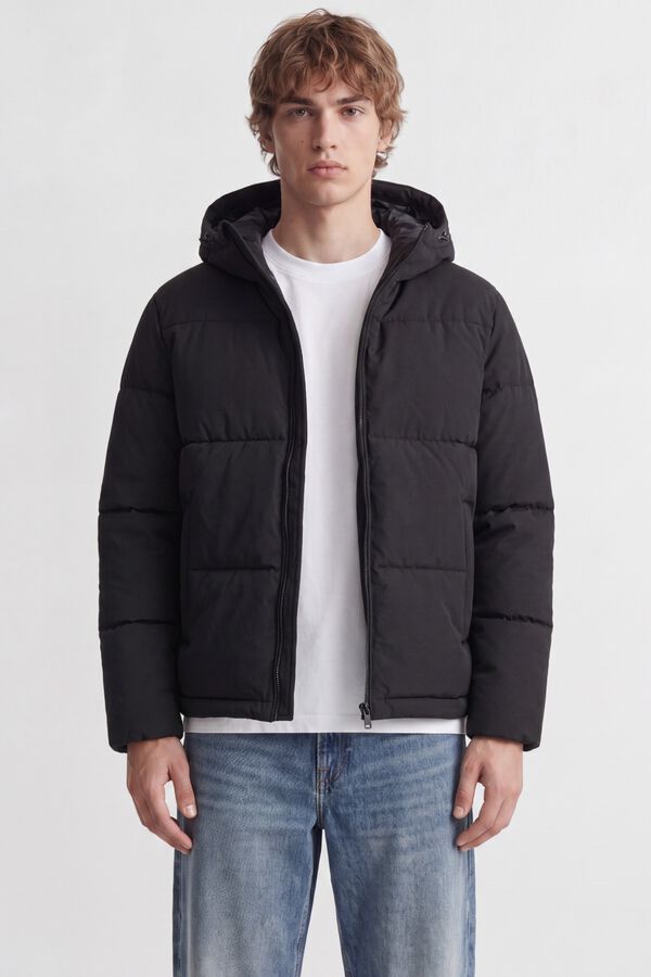 Jack & Jones Puffer jacket with hood black