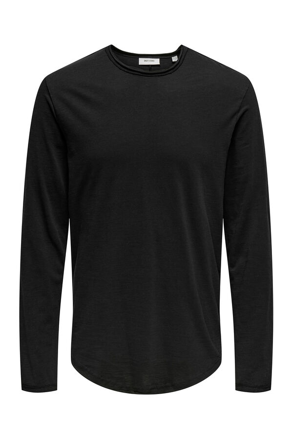 Only & Sons Langärmelig T-Shirt Schwarz