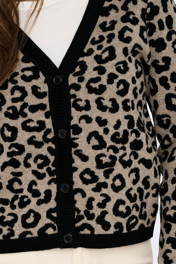 Only C&aacute;rdigan animal print negro