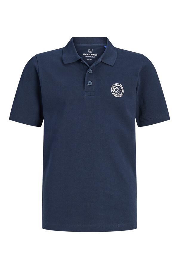 Jack & Jones Junior Plain cotton regular fit polo shirt blue