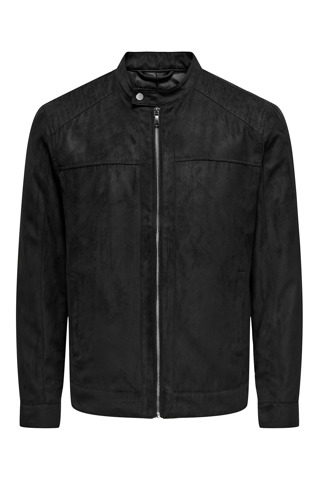 Only & Sons Biker-Jacke aus synthetischem Veloursleder