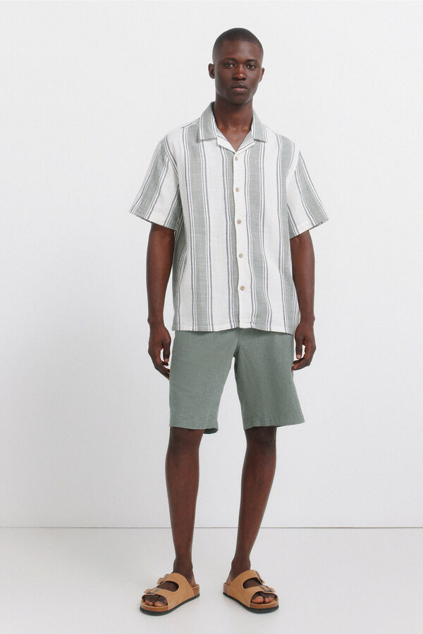 Springfield Rustic striped short sleeve shirt green