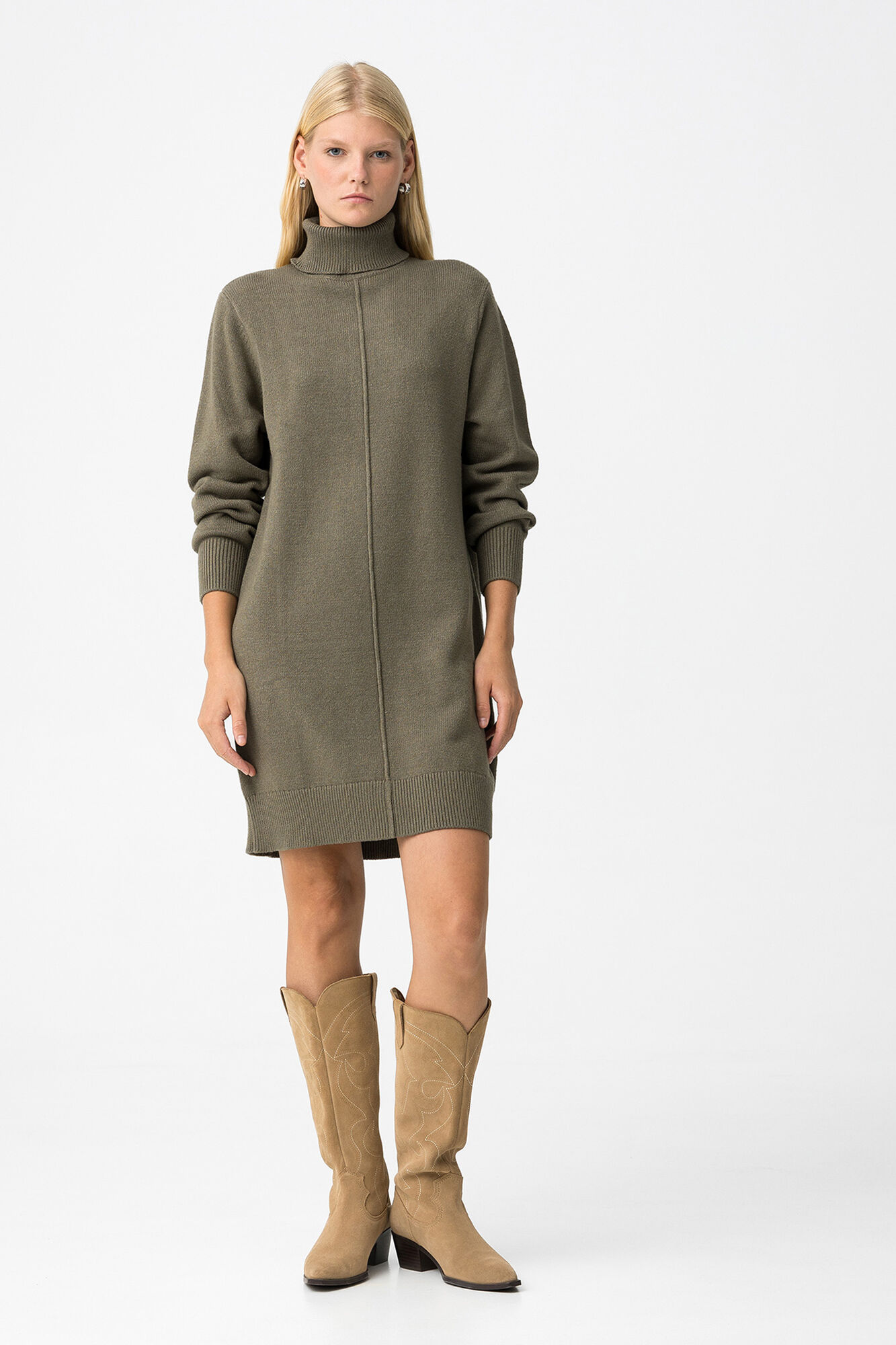 Tiffosi Vestido de Punto con Cuello Alto