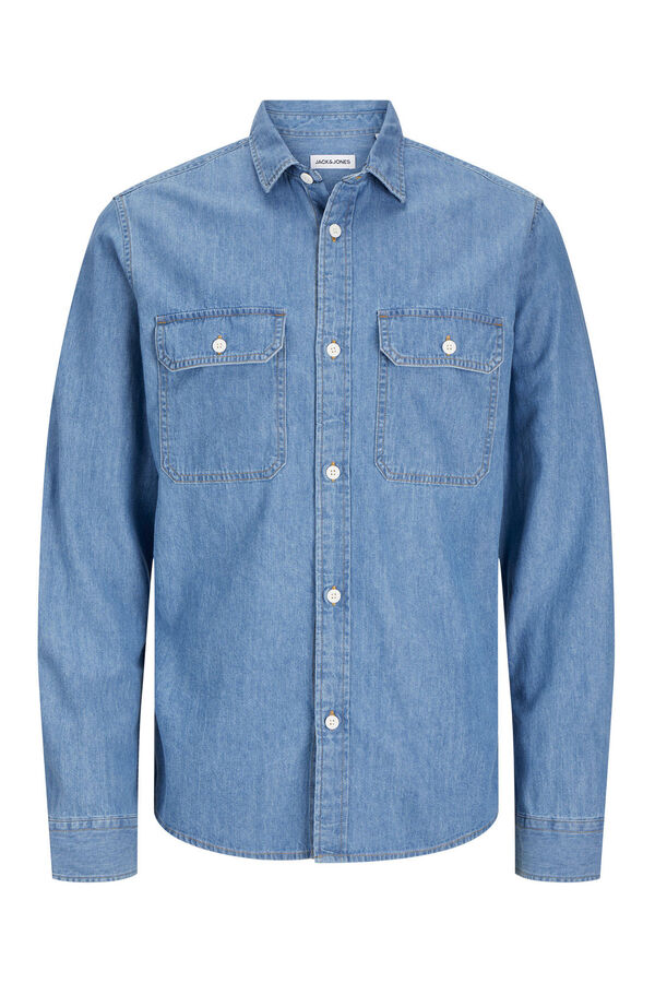 Jack & Jones Camisa estilo sarga azul