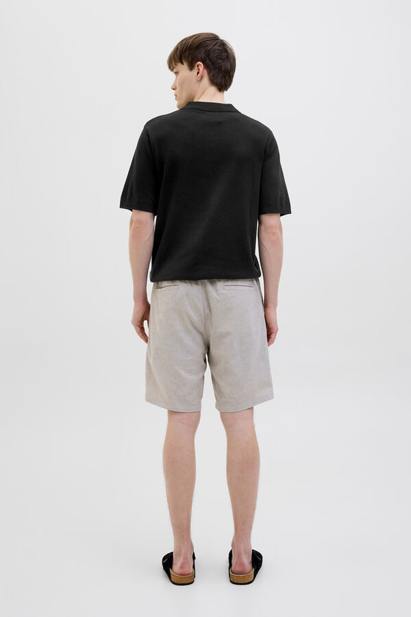 JJ REBEL Kurzarm-Strick-Poloshirt Schwarz