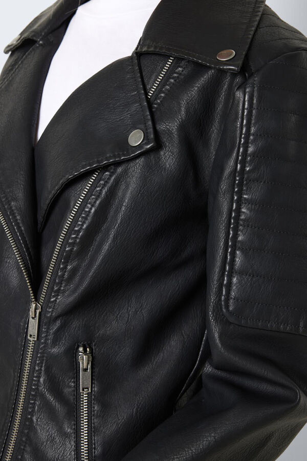 Springfield Faux leather biker jacket crna