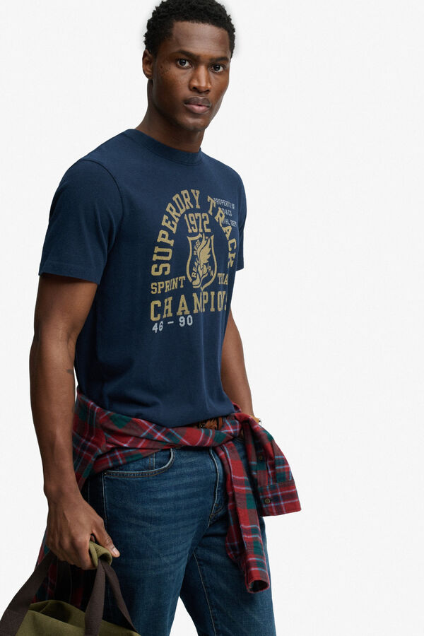 Superdry University graphic short-sleeved T-shirt blue