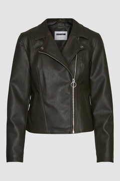 Springfield Faux leather biker jacket zöld
