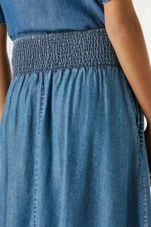 Pepe Jeans Falda midi bordado y bolsillo lateral azul