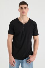 Springfield Basic T-shirt With Buttons crna