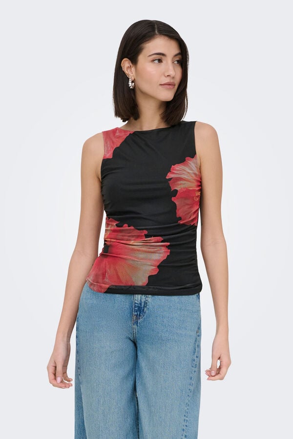 JDY Top sin mangas mesh negro