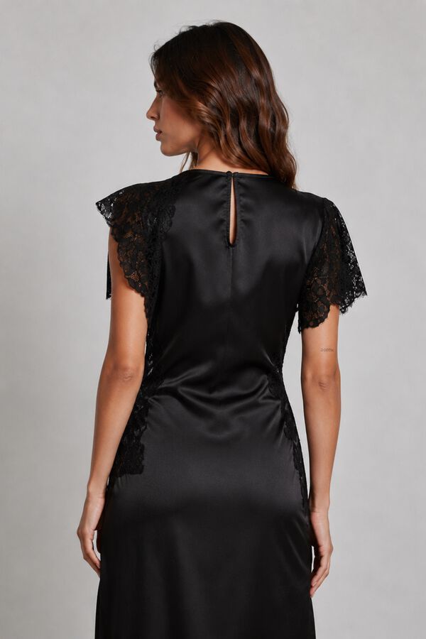 Noisy May Satin-finish dress with lace details black
