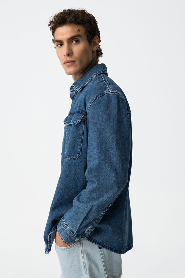 Tiffosi Camisa Oversized de Denim azul