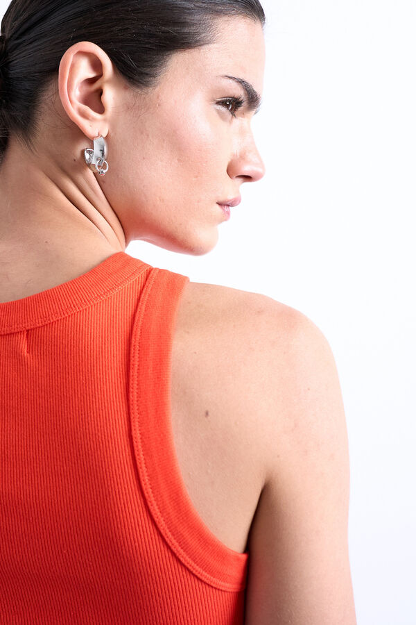 Topshop Top cuello redondo naranja