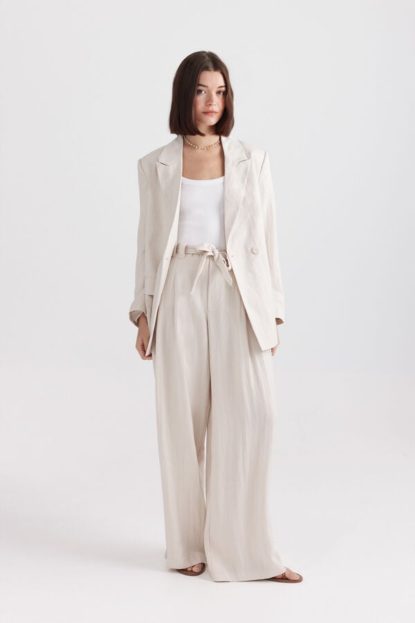 Springfield Straight double-breasted blazer beige