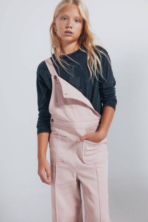 Springfield Kids Jardineiras compridas com bolsos para meninas rosa