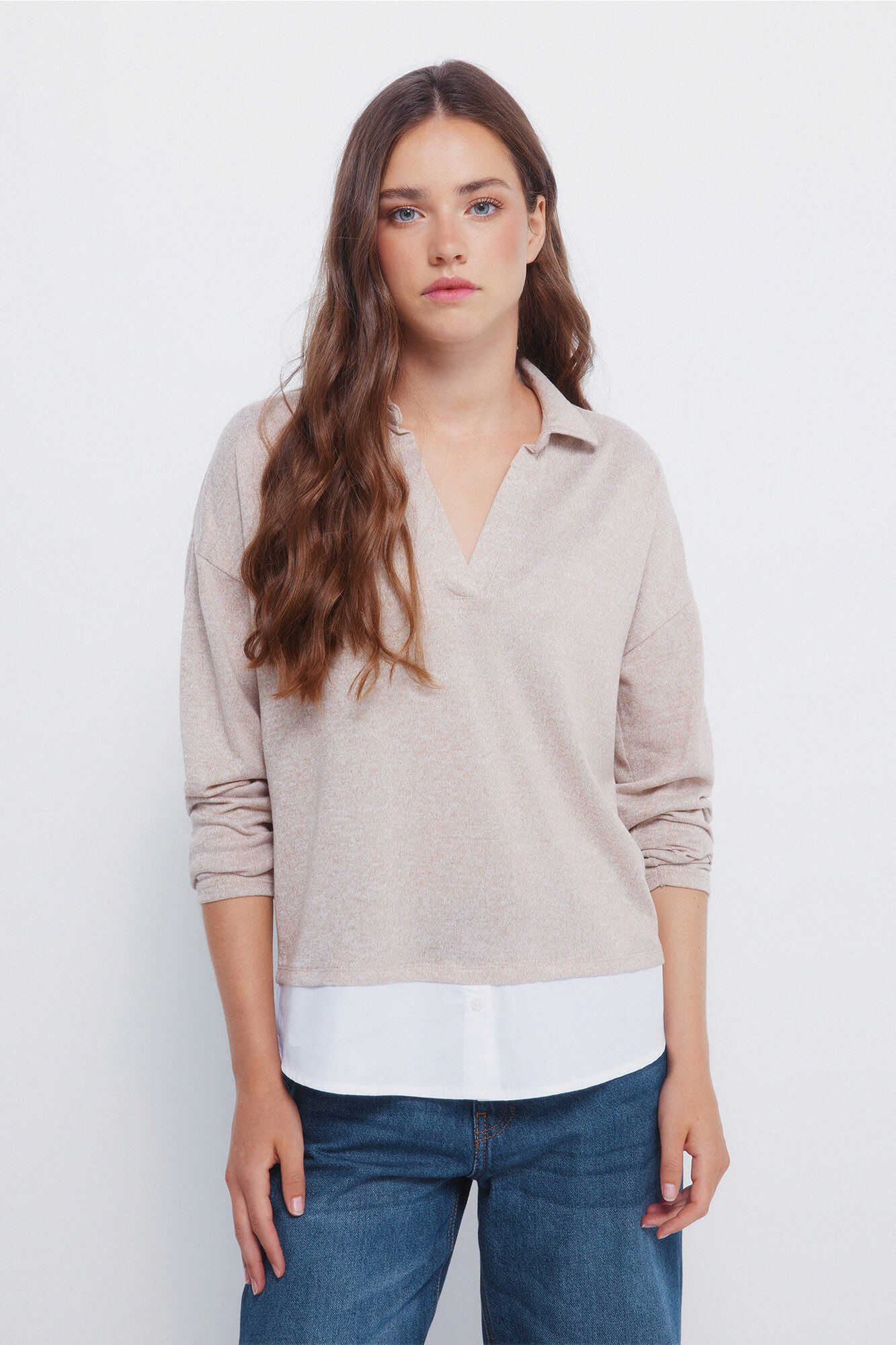 Springfield Combined cut jersey-knit polo shirt