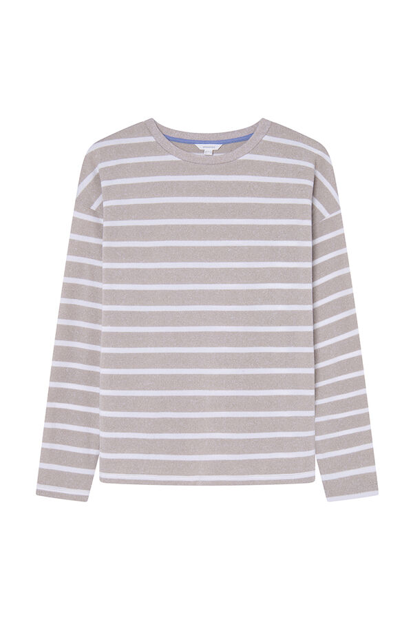 Springfield Striped cut jersey-knit T-shirt light gray