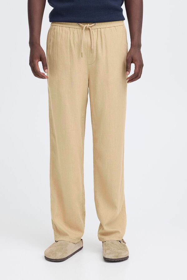 Blend Pantal&oacute;n de lino beige