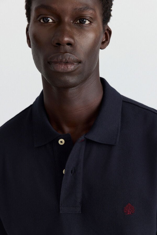 Springfield Piqu&eacute; basic regular fit polo shirt blue