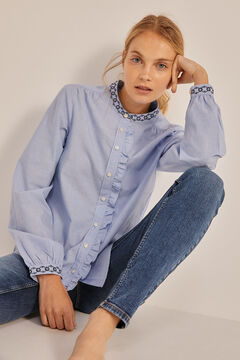 Springfield Embroidered chambray shirt blue