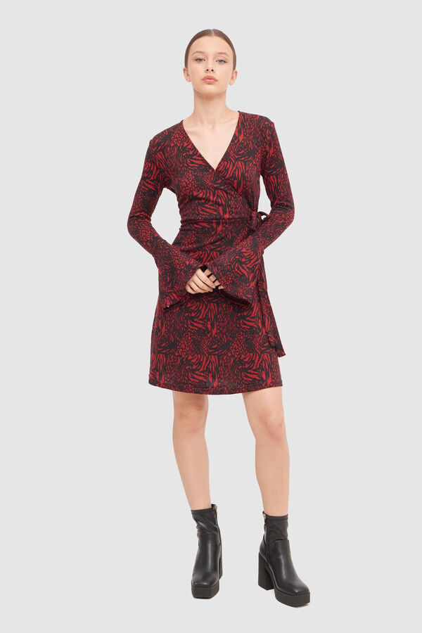 Inside Vestido Cruzado Estampado rojo
