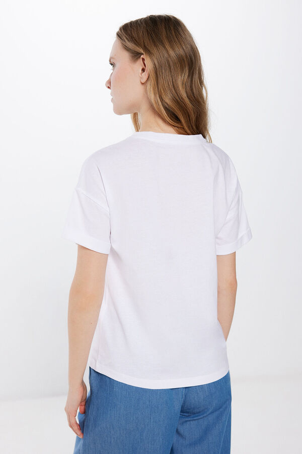 Springfield T-shirt Graphique Manches Revers blanc