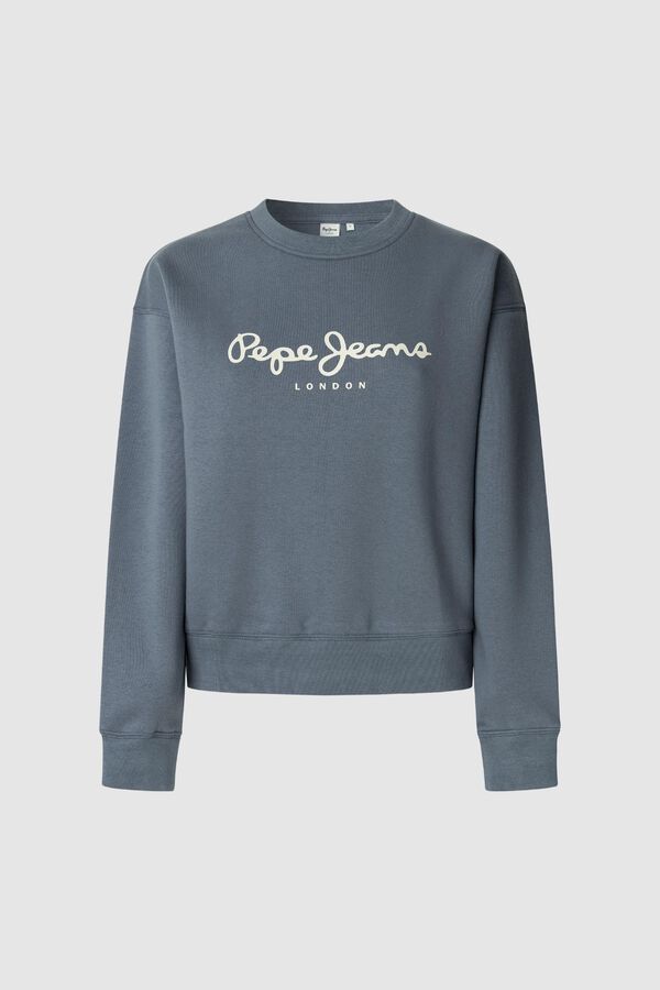 Pepe Jeans Sweatshirt Gola Redonda Com Logo azul