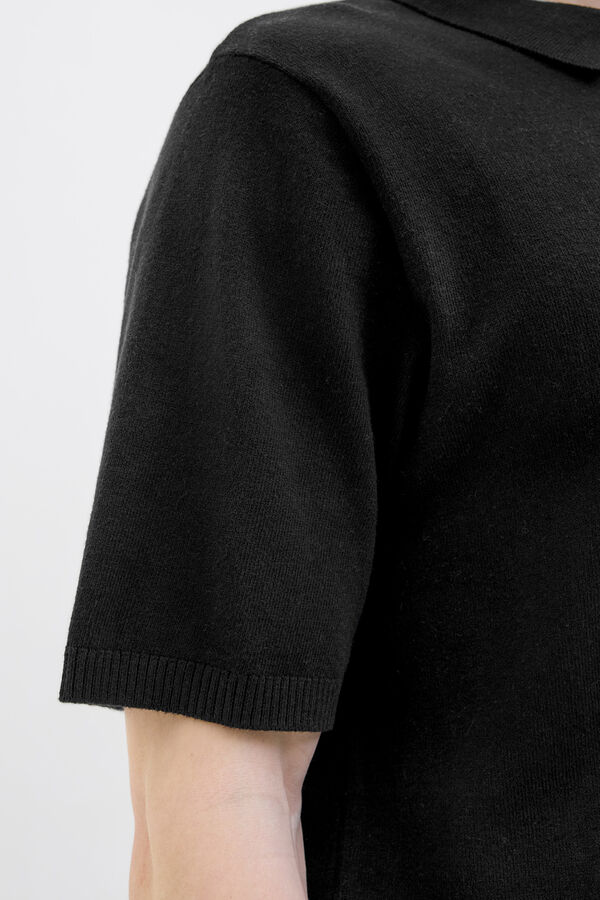 JJ REBEL Kurzarm-Strick-Poloshirt Schwarz
