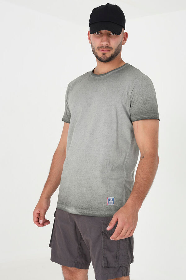 Springfield Short-sleeved washed fabric T-shirt Kaki
