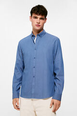 Springfield Camisa dobby color azul medio