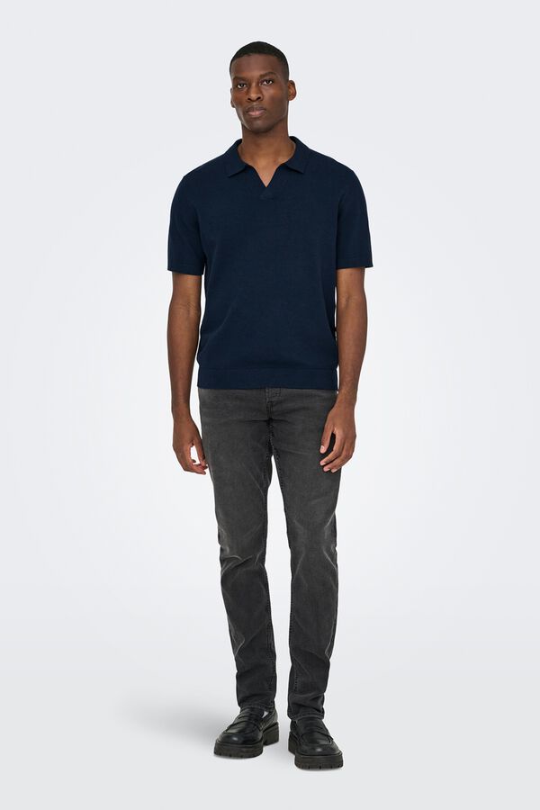 Only & Sons Polo de punto manga corta azul